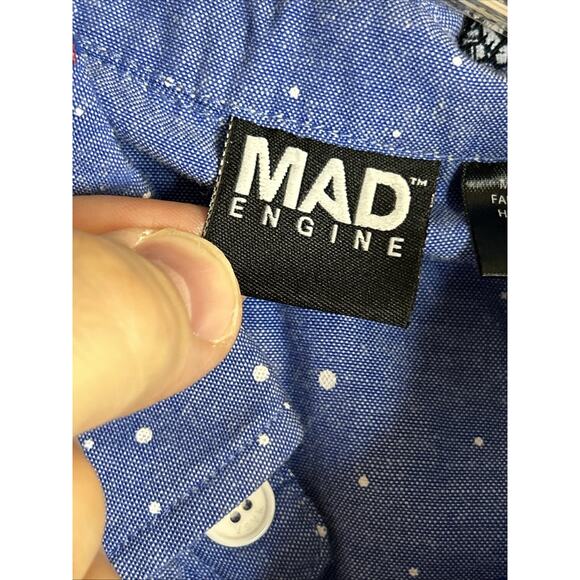 Mad Engine Mens Button Up Shirt Size Small Novelty Nasa Astronauts Short Sleeve - Picture 4 of 8